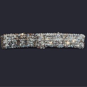 Vintage 70s/80s Silver Disco Sequin Stretch Bling Belt, with Velcro Closure 🪩